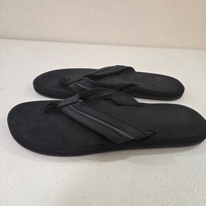 Flojos Mens Black Cushioned Thong Flip Flop Sandals Size 11 Insole Length